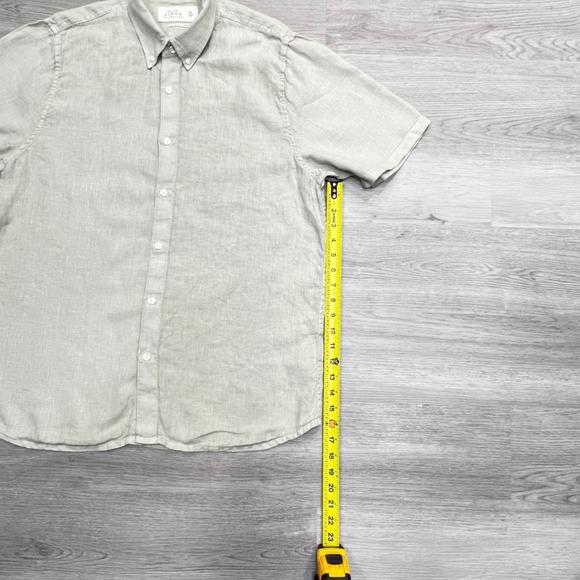 ABERCROMBIE FITCH Linen Button Down Short Sleeve Shirt Mens XL Light Beige - Picture 10 of 12